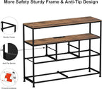 Tohomeor TV Stand with Power Oulet Dresser with Charging Station & LED Light Dresser with 6 Fabric Drawers for Living Room Storage Chest of Drawers Retro Dresser with Open Shelf Wooden Top