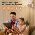 Gunmetal Gray LED Floor Lamp - Rotatable Standing Lamp for Living Room Bedroom, 22W Dimmable Floor Readig Light with Touch/Remote Control, Modern Corner Lamp for Office, Brightness Adjustable