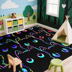 Black Cat Rug for Bedroom, Kids Cat Carpet for Girls Room Decor, Funny Cats Rugs Room Decor Playroom Cute Cats Themed Kids Area Rug Washable Non Slip Childrens Bedroom Mat 4x5 Feet