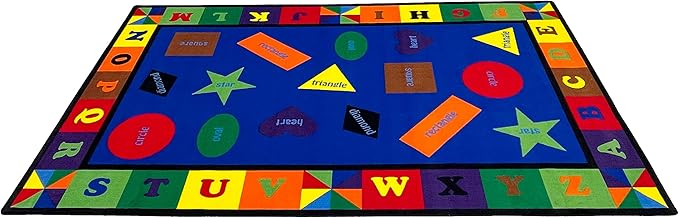 KIDCARPET.COM Shapes & Alphabets - Bright Rectangle Classroom Rug | Bordered Area Rug for Preschool Daycare Learning, 7'6" x 12'