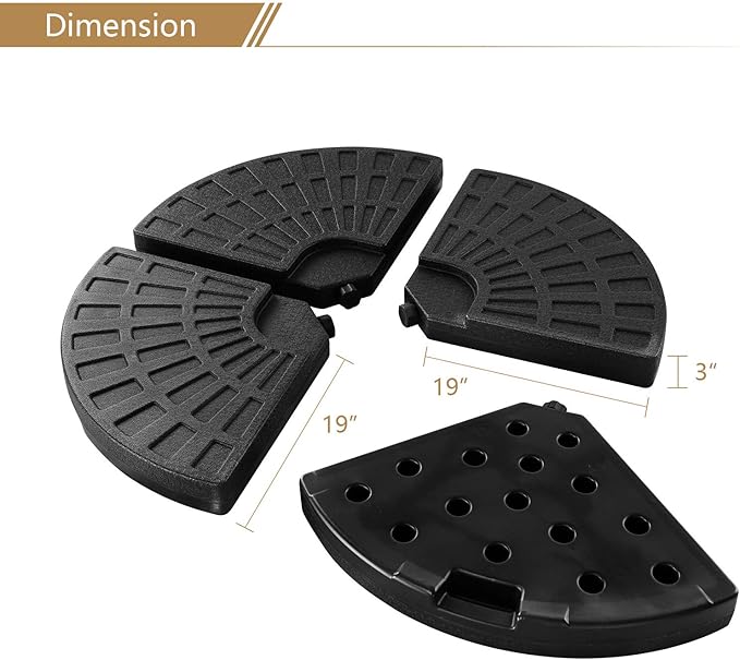 Giantex 4-Piece Cantilever Umbrella Base, 203 lbs Patio Offset Umbrella Base, Sand & Water Filled, Round Outdoor Market Umbrella Weights with Carry Handles for Garden Backyard Poolside