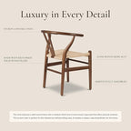 Poly & BARK Weave Dining Chairs – Mid-Century Modern Wishbone Dining Chairs with Arms, Solid Wood Frame, Indoor Use – Walnut– Set of 2 - Ideal for Dining Room, Kitchen or Stylish Accent Setting