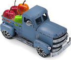Metal Truck Decor with Christmas Fruit, Blue Vintage Farm Pickup Farmhouse Tabletop Tiered Tray Decorations, Rustic for Home Kitchen Table Top (Light Blue)