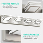 SOLFART Bathroom Vanity Light Over Mirror - 4 Light Led Vanity Light Fixture 26inch Matt Lights for Medicine Cabinet 5CCT Dimmable