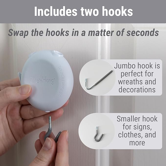 Wreath Hangers for Front Door - Damage Free Hanging for Valentines and Easter | Adjustable Door Wreath Hanger | Over The Door Hook for Glass, Storm & Screen Doors | Easy to Use | No Nails or Tape