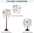 Winter Bird Tree Lamp Shade with Acrylic Bead Droplets, Blue Jay Fabric Light Shade for Pendant Table & Floor Lamp, Nature Gift for Bird lover or Garden Women, 15.7in