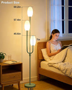 Lightdot 66IN Dimmable Floor Lamp 3-Lights Vintage Floor Lamps with Pebble-Shaped Shade& 3000K Warm White Bulbs for Wedding Party Modern Standing Tall Lamp for Living Room/Bedroom-Green