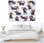 VUMIVI Funny Cat Mushroom Tapestry Retro 70s Hippie Style Cute Black Kitten Star Aesthetic Art Print Tapestry Wall Hanging for Living Room Bedroom Dorm Classroom Aesthetic Decor W40xL30in