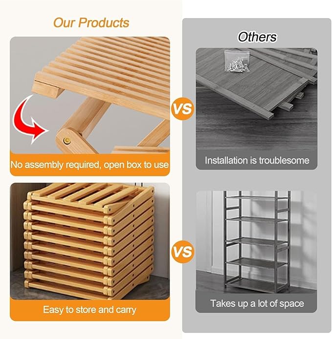 Vertical Shoe Rack Small Narrow Shoe Racks 5-Tiers Folding Shoe Storage Rack No Installation Shoes Organizer Shelf Standing Shoe Rack for Entryway Hallway Corridor Room Corner Storage