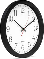 Bernhard Products Black Wall Clock 2 Pack, Silent Non Ticking - 16 Inch Extra Large Quality Quartz Battery Operated Round Easy to Read Home/Office/Business/Kitchen/Classroom/School Clocks