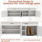 HOMEFORT 54.4" Shoe Bench with Lift Top Storage, Entryway Bench with Cushioned Seat, Wooden End of Bed Bench, Shoe Cabinet Bench with Hidden Storage Space, for Bedroom, Hallway,White
