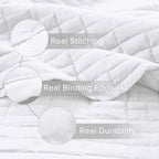 Comfort Spaces Kienna Quilt Set- Double Sided Stitching Design Summer Blanket, Lightweight, Soft, All Season Bedding Layer, Matching Sham, White, Coverlet Twin/Twin XL(66"x90") 2 Piece