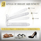 Shoe Slots Organizer 12 Pack - Shoe Stacker,3 Levels Adjustable,Space Savers 50%,Double Layer Holders for Closet (Transparent),Organizador de Zapatos