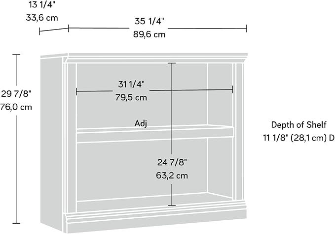 Sauder 2 Tier Book Shelf Wooden Bookcase Multipurpose Bookshelf for Home Office, Living Room, in Oiled Oak