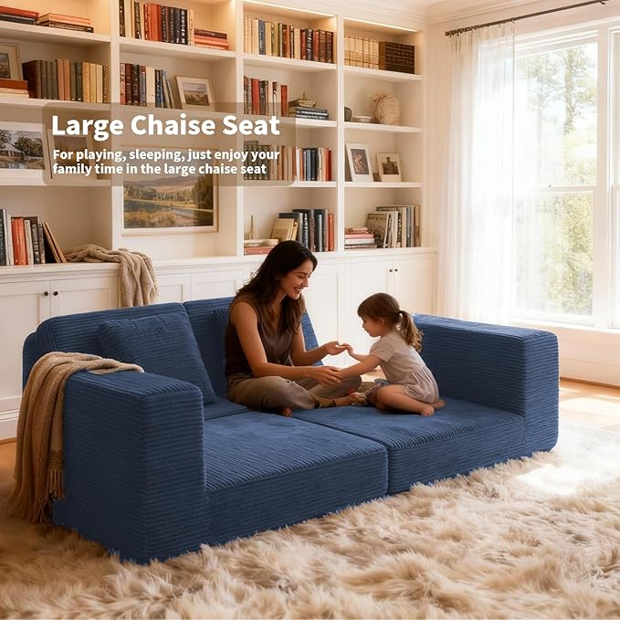 FILUXE Modular Sectional Sofa, Modern Modular Sofa Couch with Deep Seat，Comfy Cloud Couch, Sectional Couches for Living Room, Bedroom and Apartment，2-Seater，Navy Blue