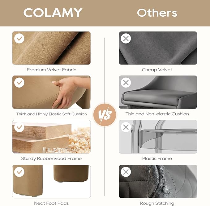 COLAMY Modern Accent Chair Set of 2, Velvet Accent Chairs, Upholstered Barrel Chairs with Solid Wood Legs, Comfy Side Chair for Living Room, Bedroom, Reading, Cozy Reading Chair,Khaki