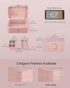 SONGMICS Jewelry Organizer Box, Travel Jewelry Case, 2-Layer Travel Case for Earrings, Necklaces, Bracelets - Portable Jewelry Storage with Large Capacity, Gift Idea, Jelly Pink UJBC166R02