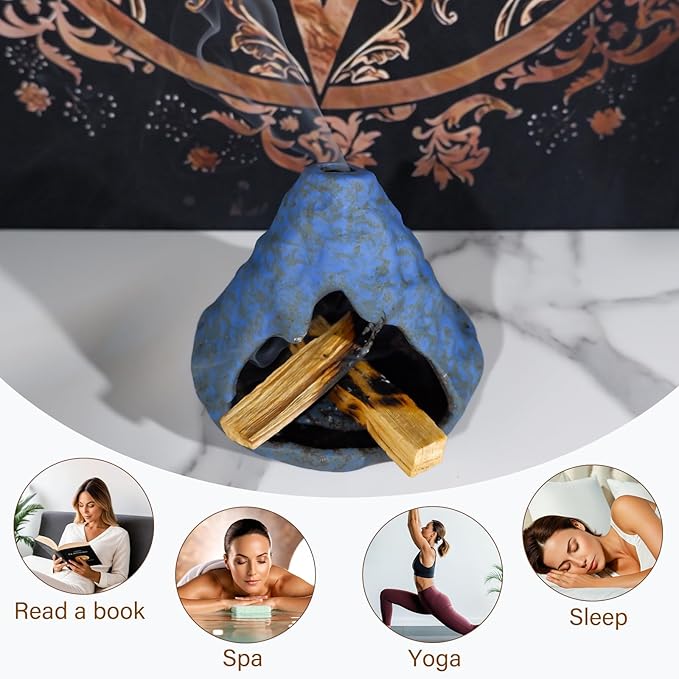 Palo Santo Incense Holder and Burner - Zongzi Modeling Smudge Bowl | Sage Cone Burner Holder & Chiminea Incense Dish Ideal for Energy Cleansing, Yoga, Meditation,Zen,Altar Decor & Aromatherapy