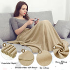 Newwiee 12 Pcs Fleece Throw Blankets Bulk 50'' x 60'' Oeko-tex Standard 100 Certified Spring Outdoor Wedding Guest Blankets Lightweight for Sleepover Donation Lap Pet Sofa Home (Khaki)