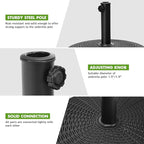 Giantex 49 lbs Patio Umbrella Stand, 20.5 Inch Round Umbrella Base for 1.5'' or 1.9'' Diameter Pole, Outdoor Umbrella Holder for Poolside, Backyard, Garden, Market, Imitated Rattan Style, Black