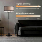 High-end Floor Lamps, Dimmable Standing Light, 3 Color Temperatures, Stepless dimming, Black Floor Lamp with Remote & App Control, Floor Lamp for Bedroom, 2 Bulbs(Included)