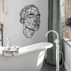 Man Face Metal Wall Art, Metal Line Wall Art, Wire Portrait of a Man, Abstract Modern Line Face, Modern Home Decor, Wall Sculpture Artwork, Best Gift for Him (Black, 48 x 29 inches / 121 x 74 cm, metal wall art)