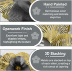 edaknez Extra Large Metal Wall Art, Metal Wall Decor for Living Room, 3D Flower Leaves Wall Decoration, Coastal Nautical Wall Hanging Sculpture, for Indoor Outdoor Black & Gold (B 145x55x6cm)