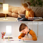 Dicoool Tall Bedside Table lamp for Bedroom - Luxury Marble Base & 3 Color Temperatures Bedside Lamps with USB Ports, Pull Chain Gold Table Lamps, White Nightstand Lamps for Living Room/Guest Room