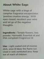 White Sage Incense Sticks for Cleansing - (80 Scent Sticks) Charcoal Free, Made from Upcycled Flowers | Protection Incense to Cleanse Negative Energy