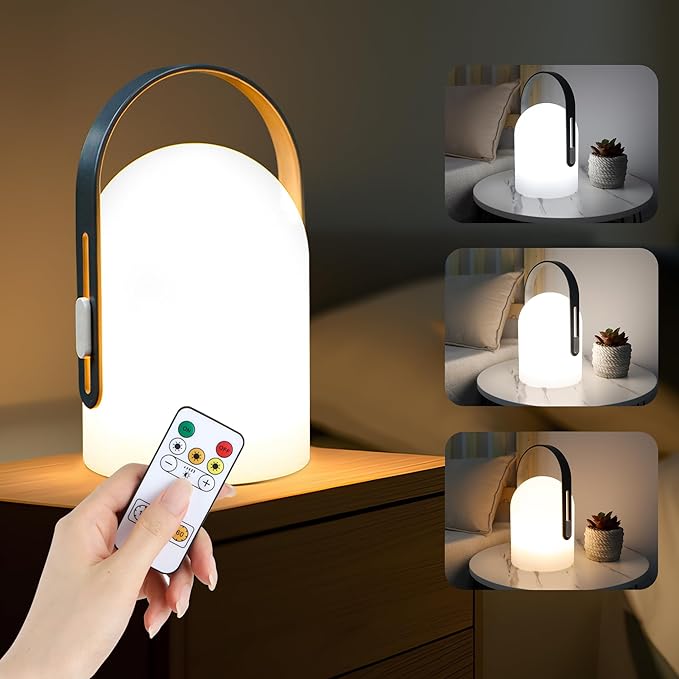 TRIROCKS Portable Cordless Lantern Outdoor Table Lamp Rechargeable Lantern4000mAh LED Battery Operated Table Lamps Easy 3-Step Touch Dimmable Outdoor Night Lamp Lantern with Remote Control