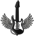 SIGNLEADER Metal Wall Art Decor - Electric Guitar with Wing Minimalist Modern Abstract Wall Sculpture Hanging Home Decoration for Living Room, Bedroom, Bathroom, Kitchen, Studio, Outdoor - 30" Black