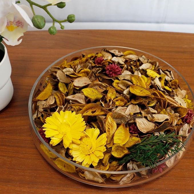 Qingbei Rina Spring Potpourri Bags,Yellow Potpourri Bowl Filler,Lemon Scented Decorative Dried Flowers,Home Fragrance Sachet,Vase Fillers,Bathroom Decor(8.4 oz)