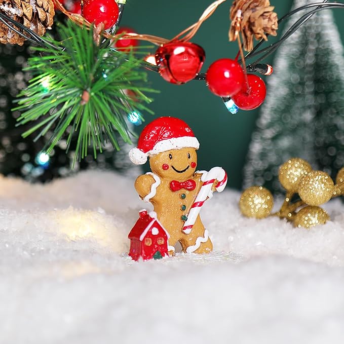 NINIPAPA Christmas Village Gingerbread Decoration Ornament, Cute Gingerbread Chritmas Decor for Xmas Town Decoration DIY Craft Party Supplies