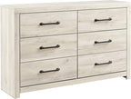 Signature Design by Ashley Cambeck Farmhouse Industrial 6 Drawer Dresser, Whitewash