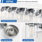 Bathroom Light Fixtures, 5-Light Bathroom Vanity Lights Over Mirror, Polished Chrome Vanity Lights with Glass Shade, 31" Modern Wall Sconce for Cabinet Porch Bedroom, Hallway E26