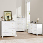 IDEALHOUSE Dresser for Bedroom, Chest of Dressers 37" Tall Dresser for Closet with 4 Drawers Chest with Clothes Storage Cabinet, Drawer Organizer for Bedroom, Living Room, Closet, Hallway, White