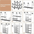 ROJASOP Shoe Rack, Shoe Storage Organizer for Closet Entryway Garage Bedroom, 8 Tier Tall Metal Shoe Shelf for 26-32 Pairs Boots & Shoes, Adjustable Shoe Stand for Small Space