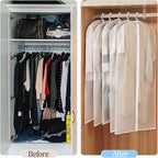 TORONTOKYO 25 Pack 55" Hanging Clear Plastic Garment Bags with Zipper Translucent Long Dress Bags Clothes Cover for Closet Storage and Travel