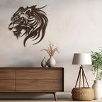 SIGNLEADER Metal Wall Art Decor Lion Minimalist Modern Abstract Wall Sculpture Hangings Home Decoration for Living Room, Bedroom, Bathroom, Kitchen, Outdoor - 18" Bronze