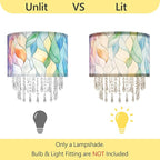 Colorful Macaron Lamp Shade with Acrylic Bead Droplets, Elegent Whimsical Fabric Light Shade for Pendant Table & Floor Lamp, Art Decor for Bedroom or Eentryway, 11.8in