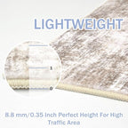 IOHOUZE Abstract Runner Rug 3x12 Ft Washable Runners for Hallways, Non Slip Kitchen Runner Printed Faux Wool Entryway Runner Indoor, Modern Abstract Floor Carpet for Hall Kitchen, Beige Brown
