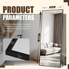 Antok Over The Door Mirror Full Length, 58'' x 21''Wall Mounted Hanging Mirror, Aluminum Alloy Frame, Shatterproof Glass, No Drill Installation for Bedroom, Closet, Bathroom, Dorm, Rect Corner,Black
