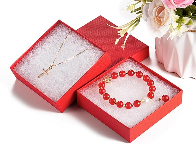 GEFTOL Jewelry Gift Boxes 96 Pack 3.5x3.5x1 Inch Cardboard Jewelry Boxes,Small Gift Boxes for Jewelry Earrings Necklaces Handmade Bangles Bracelets(Red)