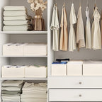 Criusia Drawer Organizer Clothes, 10 Pack Dresser Organizer for Baby Clothes, Underwear, Sock- Foldable Closet Organization and Storage Dividers Bins for Nursery, Bedroom (Beige)