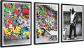Novatique Graffiti Canvas Wall Art Pop Art Wall Decor Street Art Painting Picture Framed Graffiti Poster Artwork for Living Room Office,24" x 36" x 3pcs