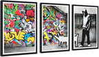 Novatique Graffiti Canvas Wall Art Pop Art Wall Decor Street Art Painting Picture Framed Graffiti Poster Artwork for Living Room Office,24" x 36" x 3pcs