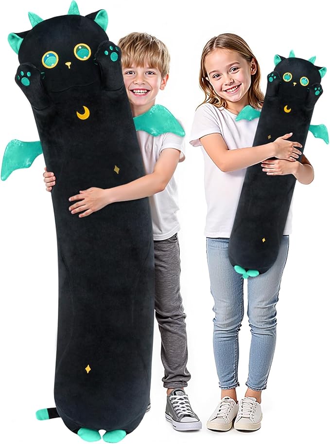 Mewaii Long Cat Plush 5 Sizes, 120% Extra Filling Giant Plushness Kids Body Pillow, Kawaii Cute Big Eyes Cat Stuffed Animals Plushies, Big Long Body Pillow Cat Plush Gift for Girls 44”
