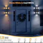 Dusk to Dawn LED Outdoor Light Fixture Wall Mount,Black Square Porch Lights Outdoor,Modern Exterior Wall Sconce Lights 13In, Bulb Includes Up Down Outside Wall Light for House Front Door