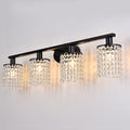 Black Vanity Light 4-Light Crystal Bathroom Light Fixtures,Modern Bahtroom Lights Over Mirror,Vanity Lights for Bathroom