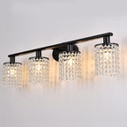 Black Vanity Light 4-Light Crystal Bathroom Light Fixtures,Modern Bahtroom Lights Over Mirror,Vanity Lights for Bathroom